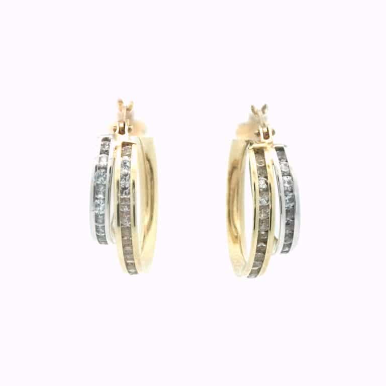 1.5ct Diamond Channel Set Double Circle Hoop Earrings