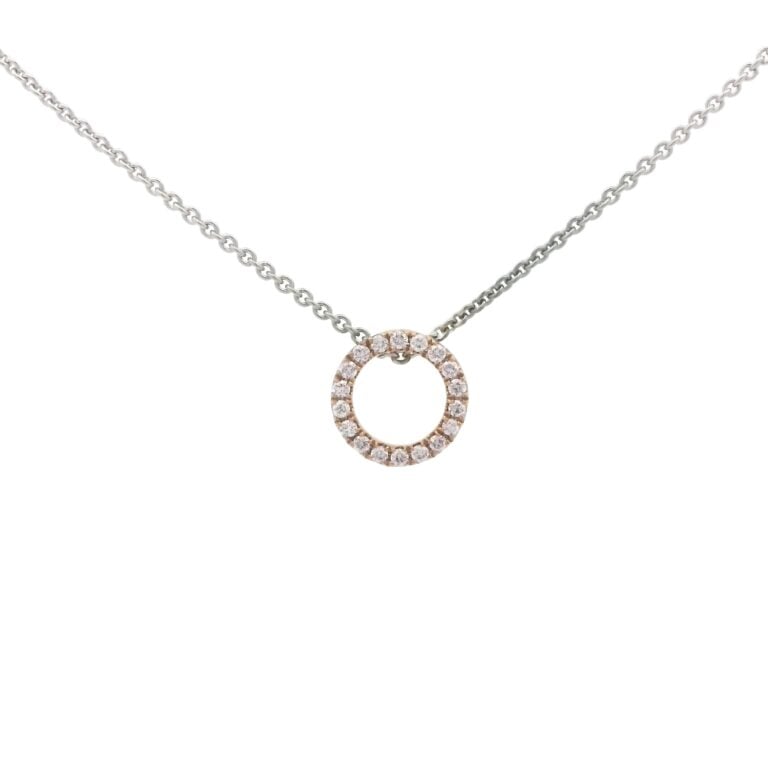 0.08ct 8P Pink Diamond Petite Circle Pendant