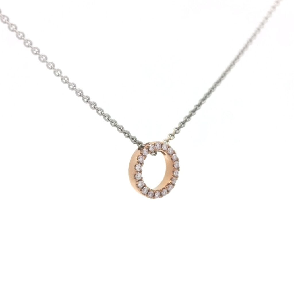 0.08ct 8P Pink Diamond Petite Circle Pendant