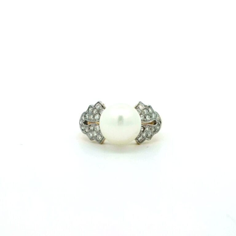 White Pearl and Diamond Dress Ring