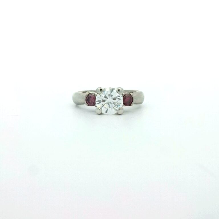 1ct G SI Round and Pink Diamond Trilogy Ring