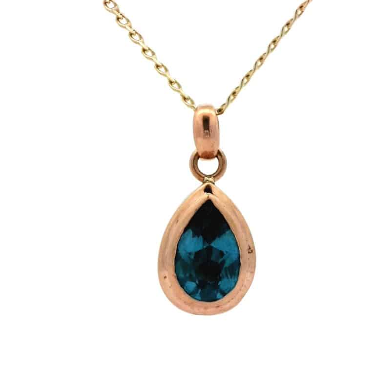 Pear Topaz Double Bezel Gold Pendant