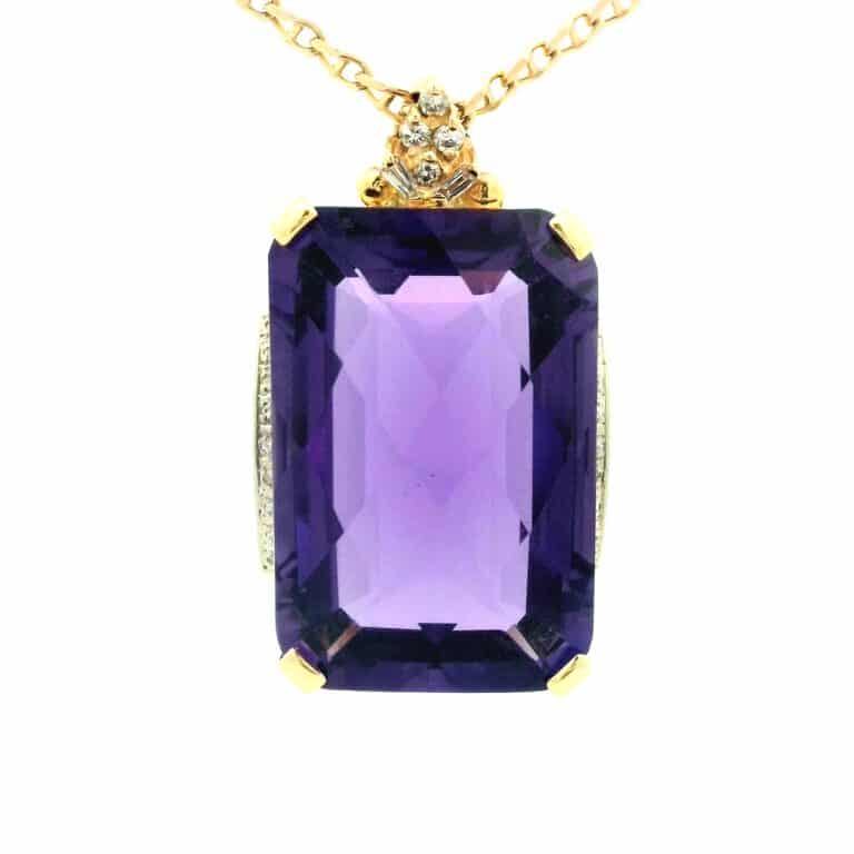 Rose Cut Amethyst and Diamond Pendant